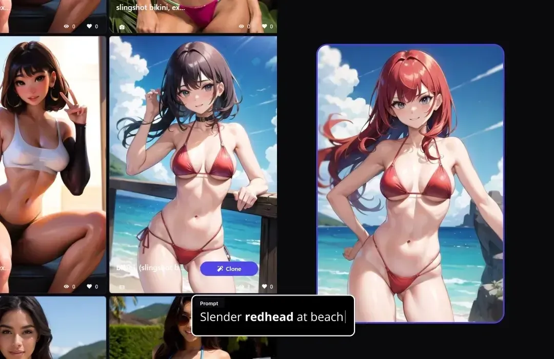 Promptchan AI generation interface — prompt to image, fictional characters